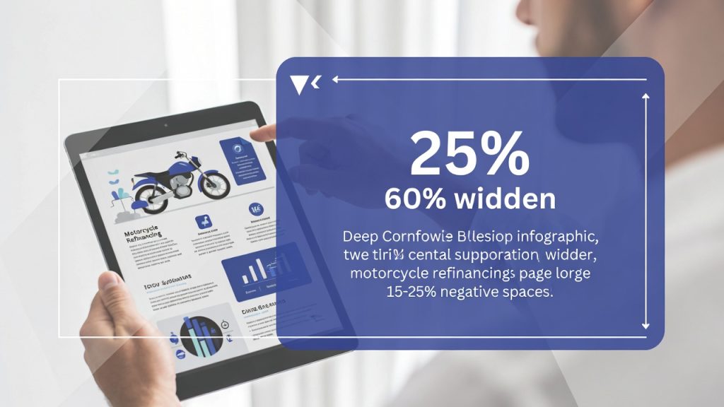 How to Refinance a Motorcycle Loan: Everything You Need to Know Professionals viewing motorcycle refinance info on tablet with blue card overlay