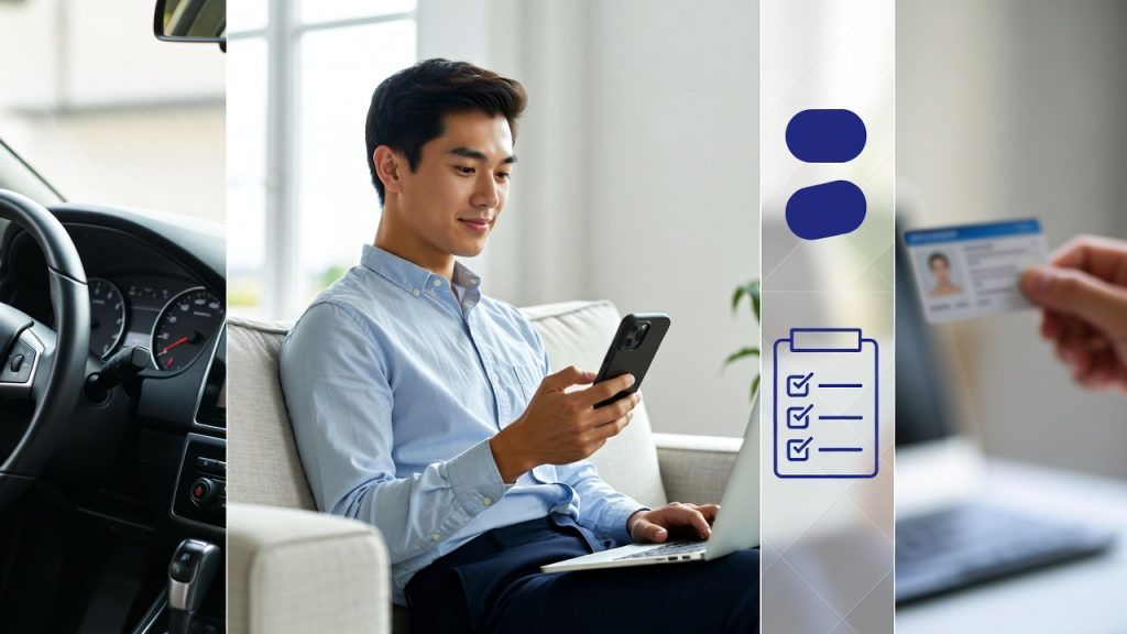 Refinancing Your Auto Loan: How It Could Save You Hundreds Each Month Person reviewing refinancing details on phone and laptop in living room.