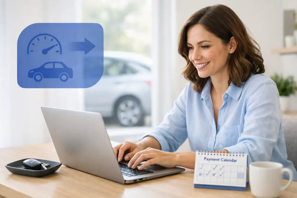 When Should I Refinance My Auto Loan? 5 Clear Signs It’s the Right Time Woman using laptop to decide best timing for car refinancing