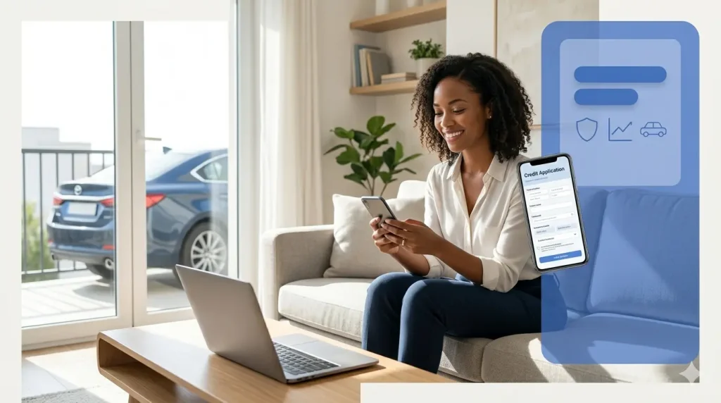 When Should I Refinance My Auto Loan? 5 Clear Signs It’s the Right Time Woman using smartphone for vehicle loan refinancing application