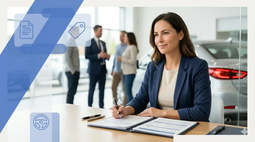 When Should I Refinance My Auto Loan? 5 Clear Signs It’s the Right Time Woman signing auto loan refinancing documents at dealership